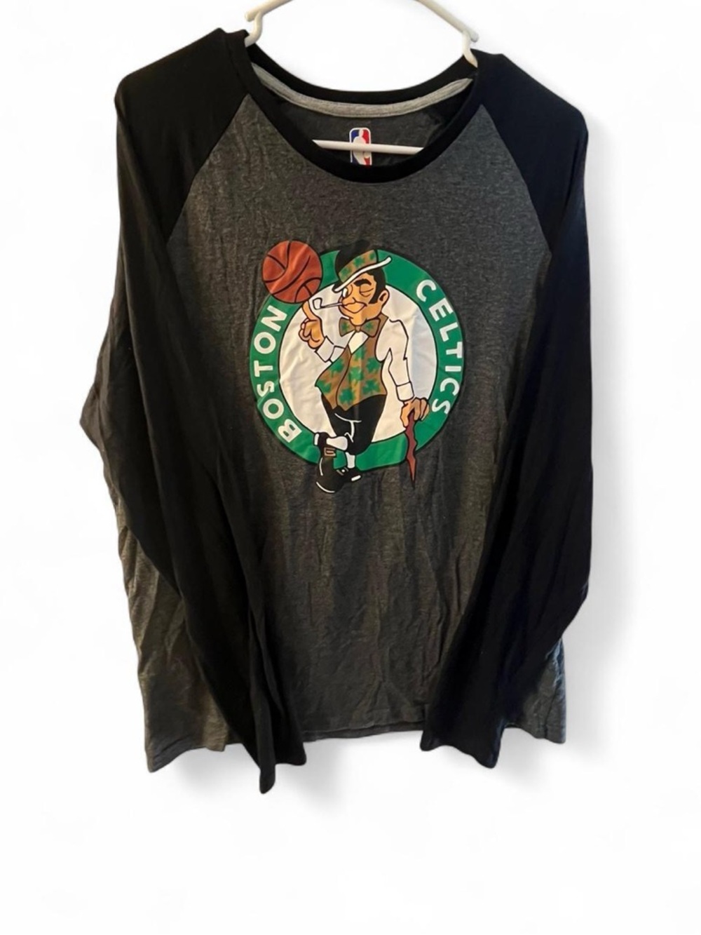 NBA Boston Celtics Gray & Black Raglan Long Sleeve Shirt - Picture 2 of 4